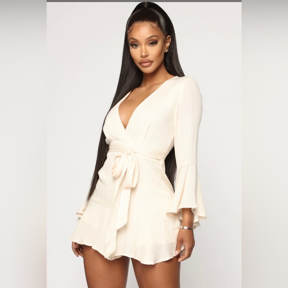 Stripe Ivory Romper - Picture 2 of 3